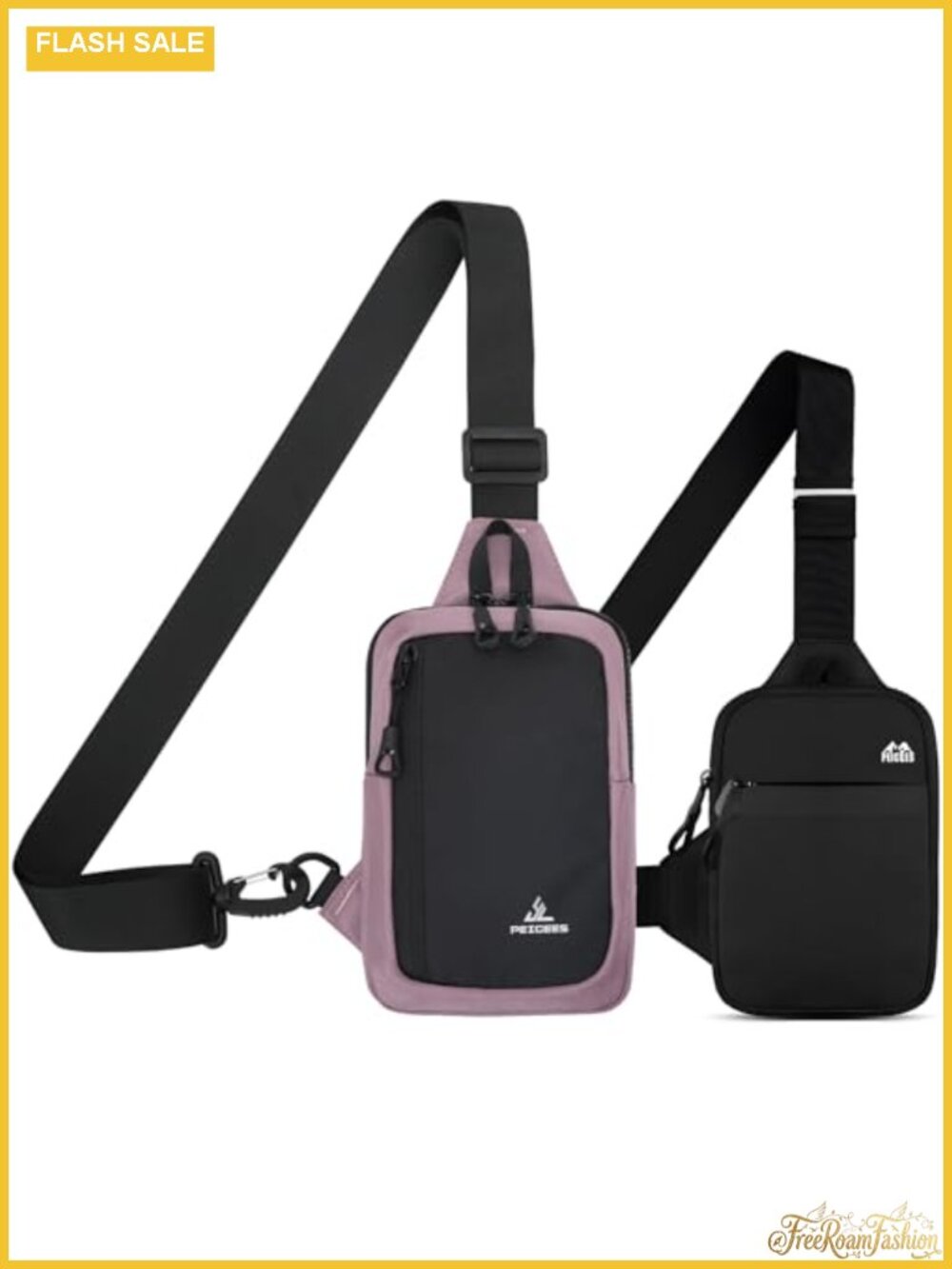 Nylon Crossbody Sling Bag Dual Pocket Water Resistant Fanny Pack for Men Women